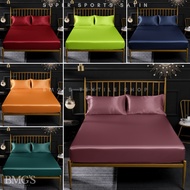 Bedsheet 3in1 Super Sports Satin Bedsheet with Pillowcase Set Bedsheet Fully Garterized Bedsheet Set
