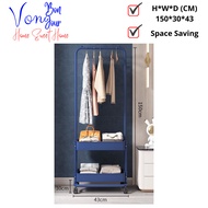 Von Bonjour LK 2-Tier Home Indoor & Outdoor Clothes Rack Garment Rack Hanger Clothes Wardrobe Rak Ba