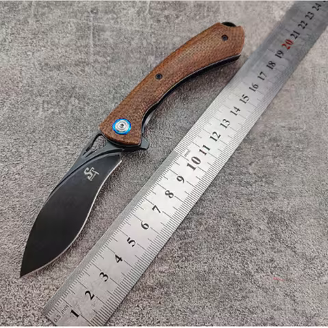 Eafengrow Sitivien ST147 Folding Real 14C28N Blade Micarta Pocket Utility Hunting Tactical Outdoor C