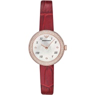 EMPORIO ARMANI AR11357 TWO-HANDED RED LEATHER WOMEN'S WATCH