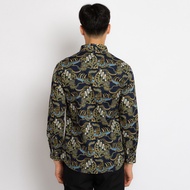 Kemeja Batik Pria Atasan Batik Modern Lengan Panjang Warna Dasar Navy OLR009