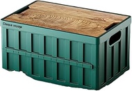 Portable Folding Storage Box, Outdoor Camping Collapsible Organizer with Wood Grain Lid & Side Handl