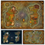 World of Warcraft Map Poster Canvas Painting Wall Art Wall Stickers Wow Game Poster World Map 4F 0724