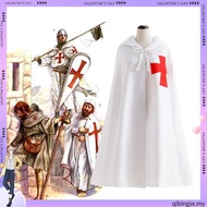 Medieval Knight Cloak With Hooded Tied Crusader'S Robe Roman Temple Warrior'S Cosplay Costume