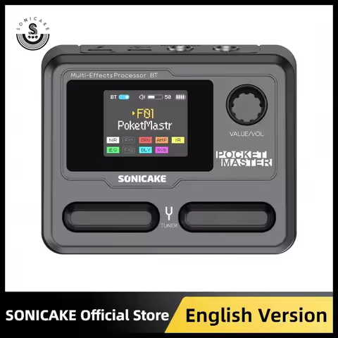 SONICAKE Pocket Master Mini Guitar Bass Amp 100+ Multi-Effects Pedal APP Control 1.77" LCD color scr