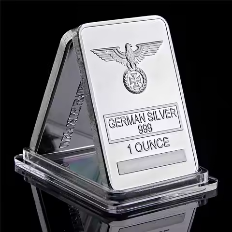 German Eagle Rare 1 Ounce Silver Bar 999 Silver Plated Cross Bar Clear Acrylic Capsule