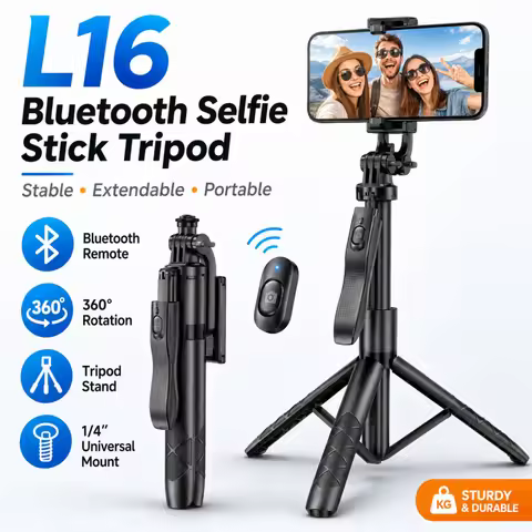L16 Bluetooth Selfie Stick Tripod with Dual Fill Light, Extendable Phone Stand Handheld Stabilizer f