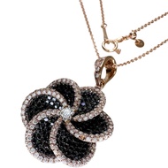 Flower motif black diamond 1.84ct diamond 1.54ct necklace K18PG pink gold 9.2g 45cm women's [Used]