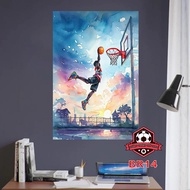NBA Basketball sports Poster wall sticker 60x90cm, NBA sports Poster wall sticker, Basketball decal