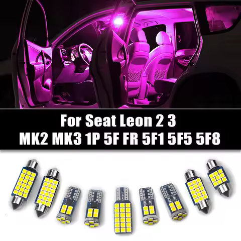 Car LED Bulbs Interior Dome Lamp Glove Box License Plate Trunk Lights For Seat Leon 2 3 MK2 MK3 1P 5