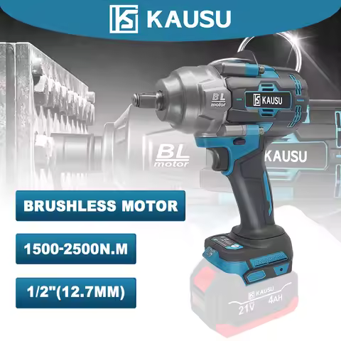 KAUSU 1/2 Inch Electric Impact Wrench Brushless Max 2500N.m Cordless Rechargable Wrench Power Tool F