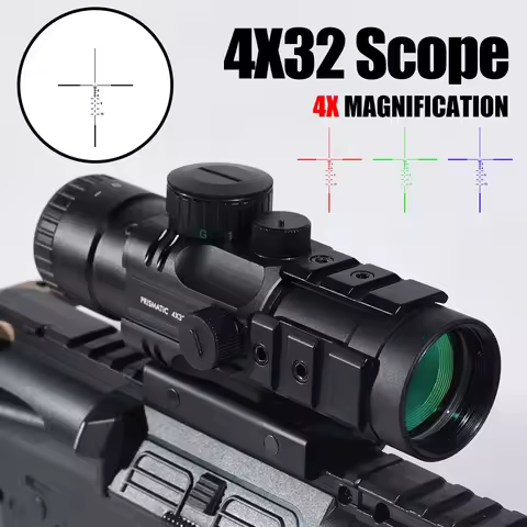 4X32 Scope Hunting Optical Sight Tactical Scope Green Red Dot Light Cross Spotting Scope for Hunting