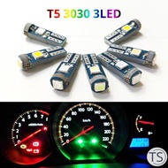 TS 【50PCS】 T5 LED Super Bright W3W 3SMD 3030 LED Car Dashboard light Car Interior Light Auto Side Li