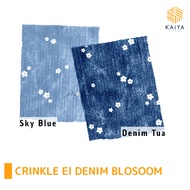 Kaiya Textile & Fabric Crinkle El Denim Blossom Fabric per 0.5 meters