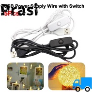 PRASI 5Pcs USB Power Supply Wire, 1.5M 2Pin 2 Wire USB Extension Cable, Durable 5V USB Male 22AWG Pi