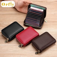Genuine Cowhide RFID Card Bag - Multi Slot Zipper Coin Purse Anti-Fraud for Men Women