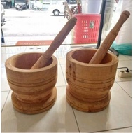 Mortar 10 10.5 11 11.5 inch Long wooden mortar and pestle for North Sumatra Vegetables