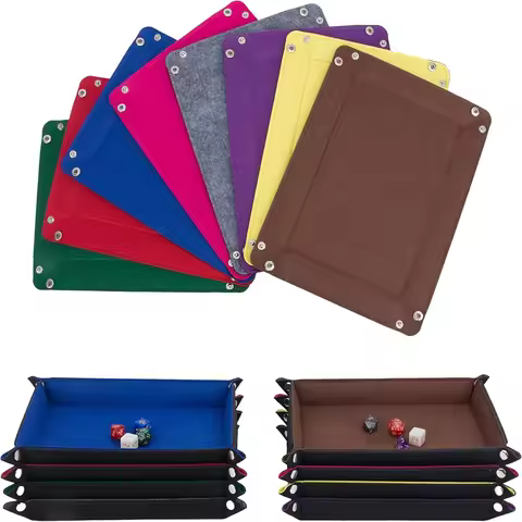 1pc Rectangle Storage Tray PU Leather Velvet Folding Dice Tray Table Games Key Wallet Coin Organizer
