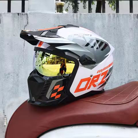 ORZ-Street Fighter Combination Helmet Retro Motorcycle Helmet Men's and Women's Multifunctional Moto