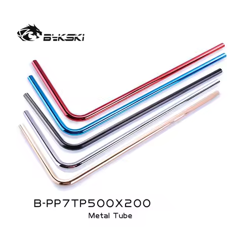 Bykski B-PP7TP500X200 Metal Pipe Copper tube OD12mm/14mm/16mm Pre-bent Elbow Silver Red Blue water c