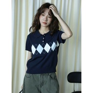 Elegant Argyle Pattern Polo Sweater Item QCCC-HH218