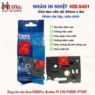 Printed Label HZe-S451 (Black Letters on Red Background, Size 24mm X 8M) - Compatible with Brother T