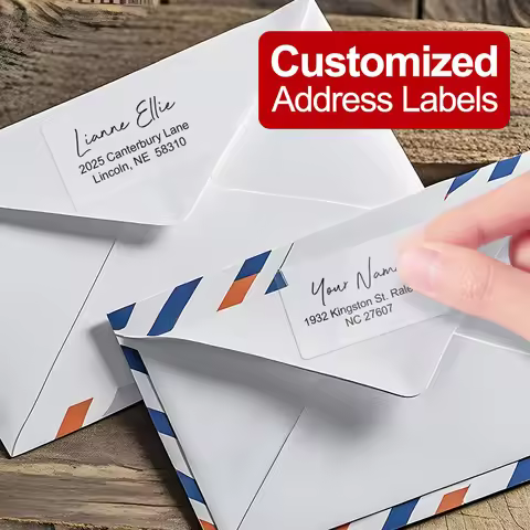 ‌Custom Address Labels Transparent Waterproof - Bullet Journal Stickers for Envelopes, Diary Noteboo