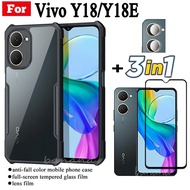 3 IN 1 Vivo Y18 Anti-fall Mobile Phone Case for Y18E Y38 Y100 Y17S Y27S Y27 Y03 Tempered Glass Film+