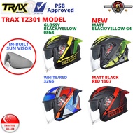 TRAX Helmet TZ301 MATT BLK YELLOW G4/ MATT BK RED-13G7/ BLK YELLOW 08G8/ WHITE RED-32G6 (PSB APPROVED) Free Helmet Bag