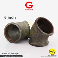 Knee 45 Galvanis 6 inch Keni Fitting Pipa Besi