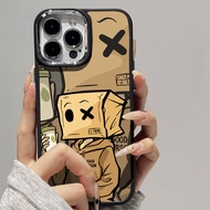 Case for iPhone 8 7 8plus 6plus 14 15 X XR XS MAX 12Promax 12 13Promax 15Promax 11 14Promax 13 Carton Men Pattern Metal Photo Frame Shockproof Protective Soft Case