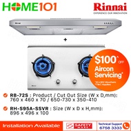 Rinnai Slimline Hood 90cm RH-S95A-SSVR &amp; Built-In Hob RB-72S - LPG / PUB