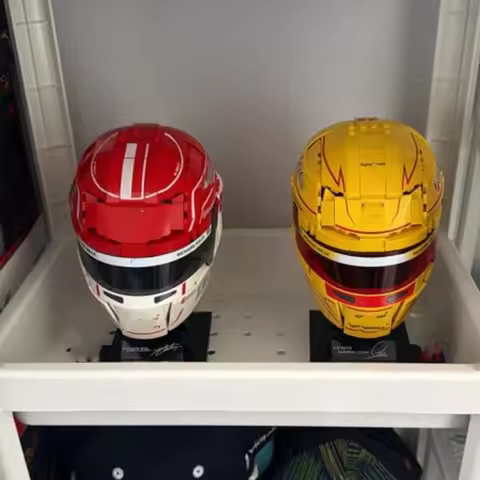 Scuderia HP Lewis Hamilton Charles Leclerc Helmet Bricks Building Blocks Race Car Merchandise Model 