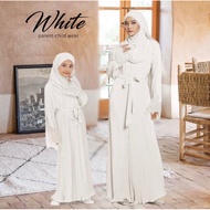 Preloved ❤️ White Abaya Jubah Putih Pleated Lace Ribbon Raya