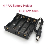 4X AA battery holder with dc power plug 5.5x2.1mm 4x1.5v 6V 4AA Battery case 4 X AA slot diy storage