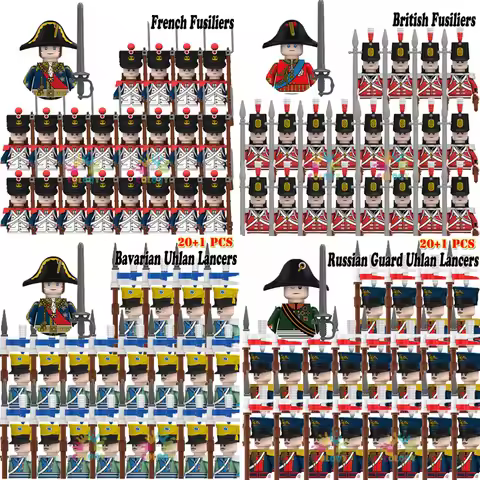 Kids Toys Legion Wars Building Blocks Napoleonic Fusilier Lancer Soldiers Mini Action Figures Toys F