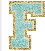 Letter Patches Varsity Glitters Chenille,3 PCS SPRT Iron on Blue Letter Patch,Alphabet Cloth Patch f