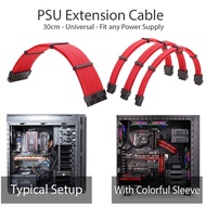 PSU Extension Cable Sleeve for CPU GPU PCI-E 300mm Motherboard to Power Supply Extension Cable Kit 18AWG Cable