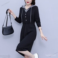 Design Dress Women 2025 Spring Autumn New Style Fashionable Narrow Waist Slimmer Look Fake Two-Piece