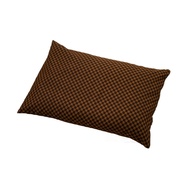 Pillow, buckwheat hulls, buckwheat hulls, buckwheat pillow, checkered pattern, pillow cover included, 35 x 50cm, made in Japan, brown 【Direct from Japan】