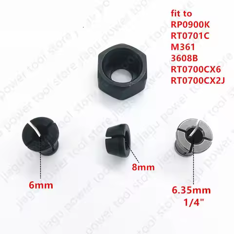 Collet replace for MAKITA 763637-1 1/4" 6.35mm 763636-3 763615-1 6mm RP0900K M361 3608B EINHEL RT070