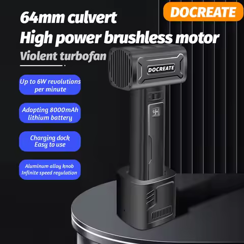 DOCREATE 64MM High Power Turbo Fan 8000mAh Cordless Brushless Motor Portable Vacuum Blower