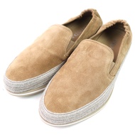 Unused PRADA 2DG126 Suede Leather Slip-On Shoes, NATURAL 6.5, Comes with Box and Dust Bag, Made in I