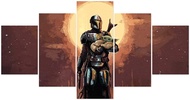สตาร์วอร์สโปสเตอร์ภาพพิมพ์บนผืนผ้าใบโปสเตอร์เด็ก Mandalorian ชุดทีวีจำนวน5ชิ้นศิลปะบนผนังตกแต่ง Pedr