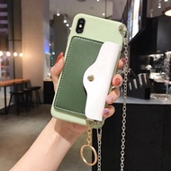 OPPO Reno 2 Z 2Z 2F R17 Pro R9s A83 A1 Realme 31 A73s K1 R15X RX17 Neo Candy Color Matte HP Soft Cases With Fashion Pocket Leather Cards Bag Hanging Chain Straps
