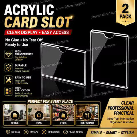 2pcs A4 A5 A6 Acrylic Card Slot Wall Mount Sign Holder Transparent Plastic For Office, Home, Store, 