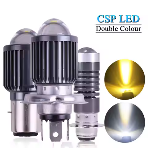 1Pcs H4 LED Motorcycle Headlight H6 BA20D P15D CSP Led Lens White Yellow Hi Lo Beam Spotlight Motorb
