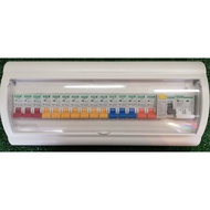 17.5WAY PVC DB BOX/ MCB BOX FULL SET COMPLETE WITH MAIN SWITCH (2POLE ISOLATOR)+RCCB/ELCB+MCB