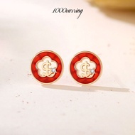 1000earring 925 Sterling Silver CNY Prosper-Dollar Mini Stud Earrings - Rose gold