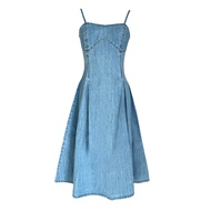 MOTTOM - DAYNA Denim Midi Dress in Light Blue